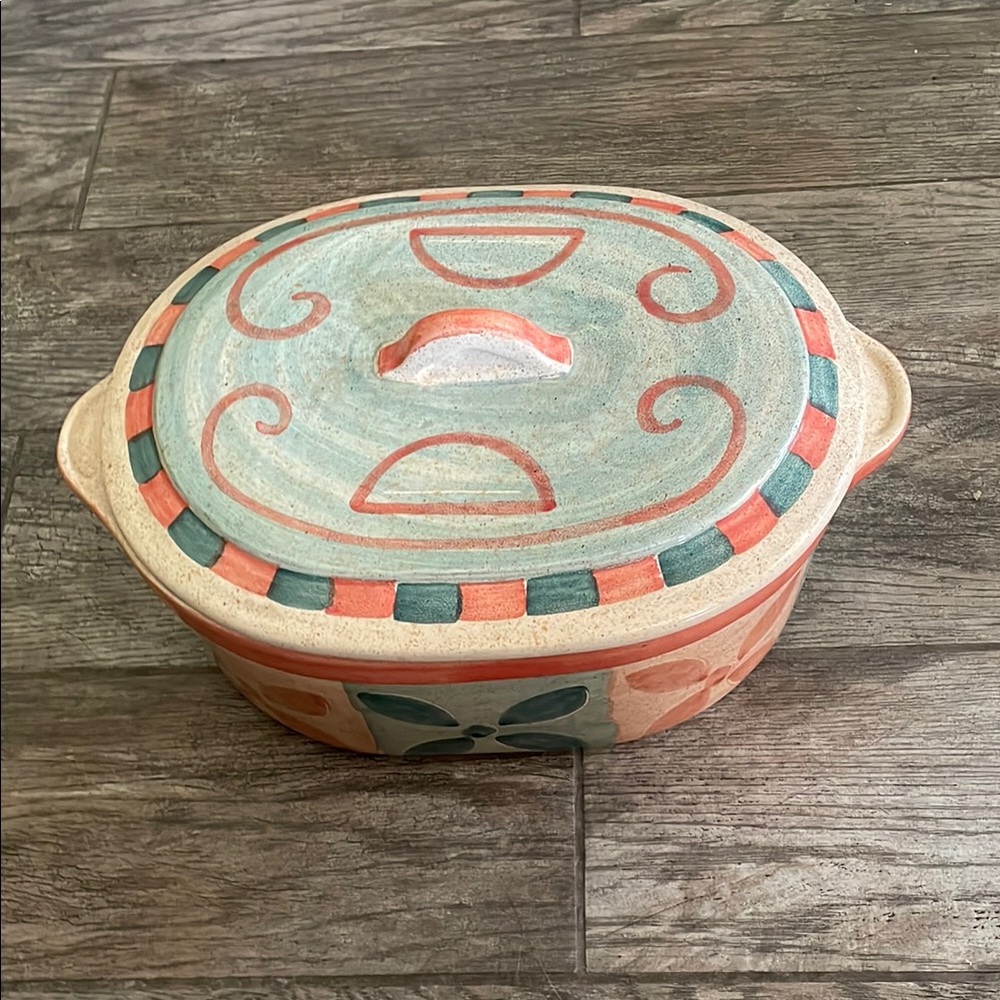 Neiman Marcus colorful  Ceramic Lidded Dish